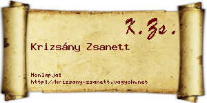 Krizsány Zsanett névjegykártya