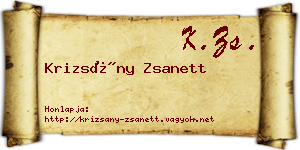 Krizsány Zsanett névjegykártya